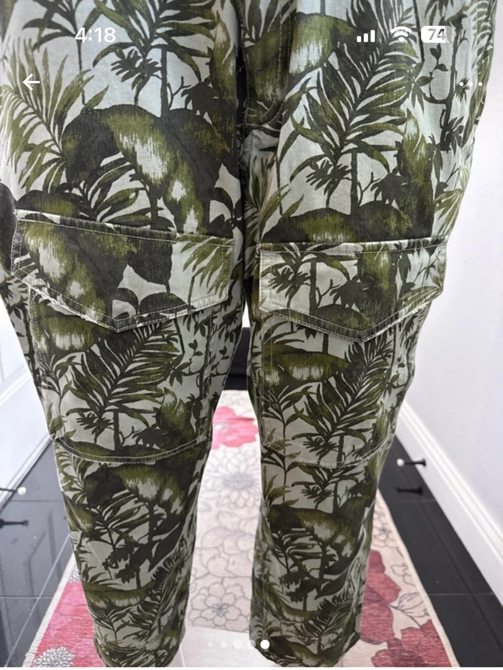 Sun + Stone Olive Green Tropical Print Chinos - Picture 4 of 7
